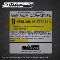 Pavati Boats White City, Oregon Capacity decal