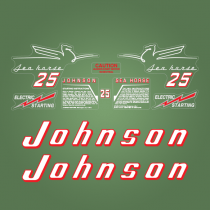 1954 Johnson 25 hp Electric Starting outboard Decal Set RDE-15, RDEL-15, RDE-16 and RDEL-16