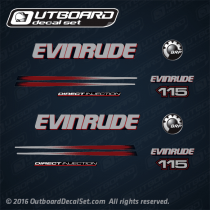 2006 Evinrude 115 hp Direct Injection decal set blue Models. 0215270, 0215245, 0215246, 0215555, 0215243, 0352504, 0215225