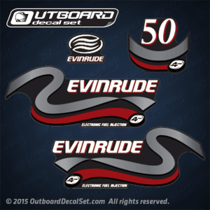 1999 2000 Evinrude 50 hp 4 Stroke (Four Stroke) decal set 5031142, 5031133, 5031127, 5031136
