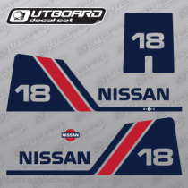 37987-8010, N7987-8010, 3M4S87801-0,2002 and earlier 18 hp Nissan blue-red Decal set