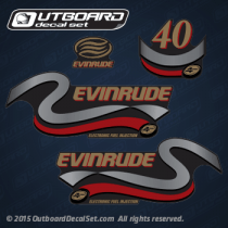 1999 2000 Evinrude 40 hp 4 Stroke (Four Stroke) decal set 5031142, 5031133, 5031127, 5031135