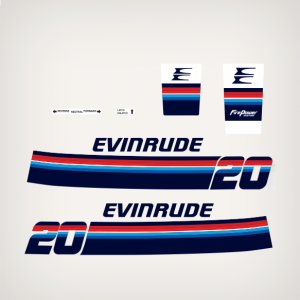 1992 Evinrude 20HP Tracker Blue End Plate Decals Outboard Repro 2Pc Marine Vinyl