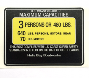 5.5x4-A-HELLS BAY BOATWORKS Boat Capacity Decal (SILVER)