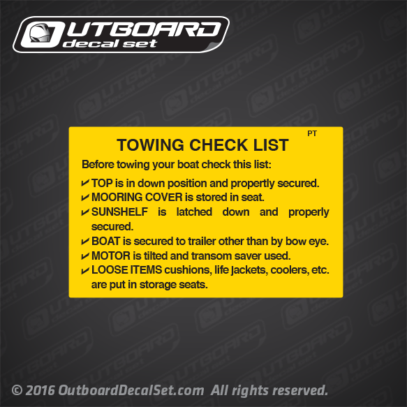 Towing Checklist decal 4X2.5