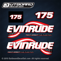 1999 2000 2003-2005 Evinrude 175 H.O. Ficht Direct Fuel Injection Stars and Stripes decal set 0285388