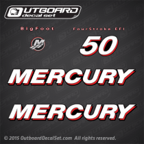 2006 2007 2008 2009 2010 2011 2012 Mercury 50 hp FourStroke EFI BigFoot 883525A06 DECAL SET Merc 50 Tracker 50 4 STROKE EFI BIGFOOT 50EFI ELPT/BF 4 ( 50EFI  H.P. (2006 )) decals replica with 825239T TOP COWL ASSEMBLY	 (Black)