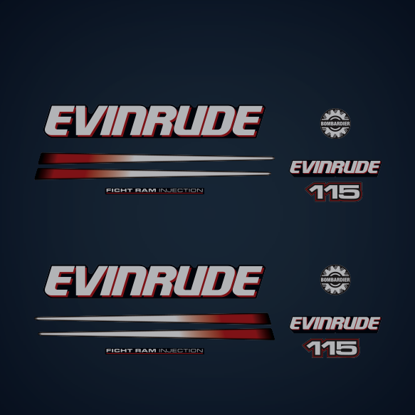 2004 2005 Evinrude 115 hp Direct Injection decal set blue Models