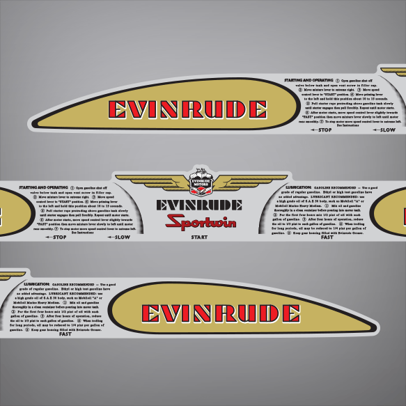 1940 Evinrude Sportwin 3.3 hp decal set