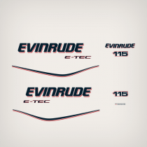 2009-2024 Evinrude 115 hp decal set E-TEC White Models. 0215667, 0215743, 0215733, 0215734, 0215896, 0215887