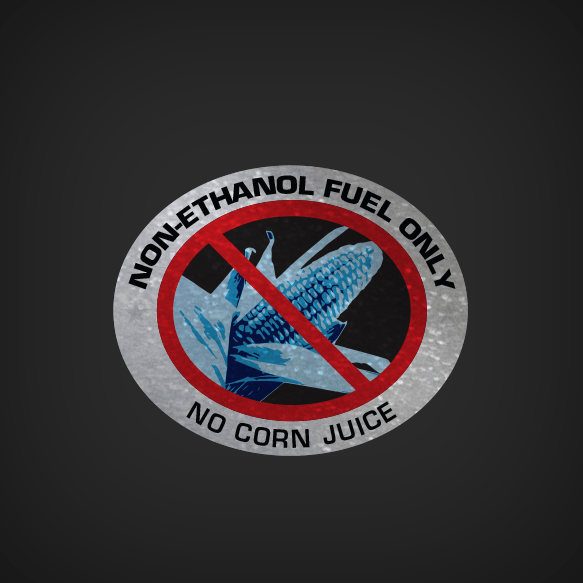 NON-ETHANOL FUEL ONLY - NO CORN JUICE decal (Outboards)