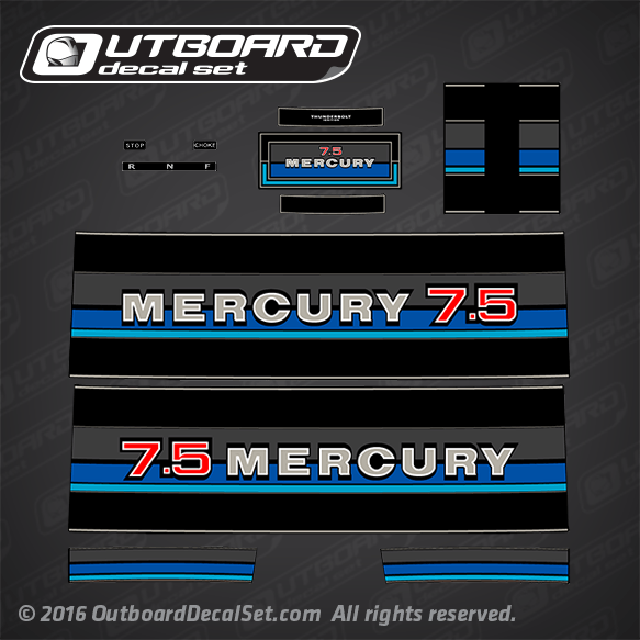 1980-1982 mercury 7.5 hp decal set