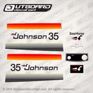 1977 Johnson 35 hp decal set 0388406 0387948 0387949