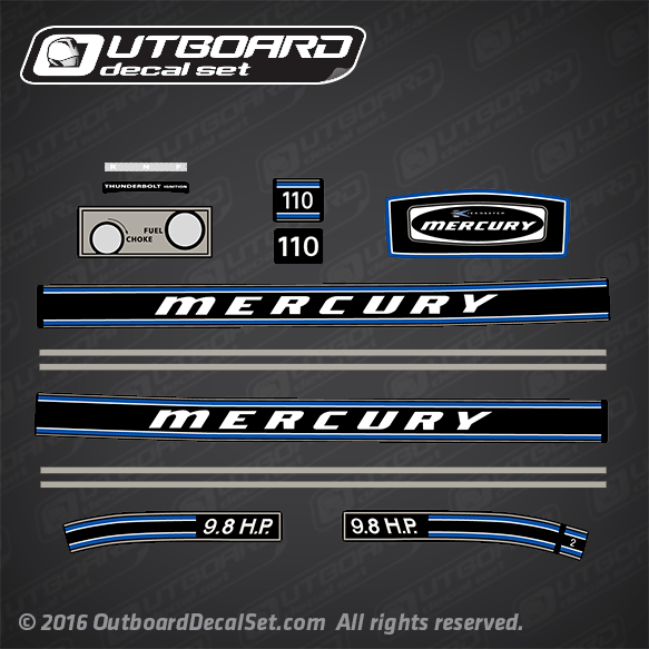 1972 Mercury 110 - 9.8 hp decal set