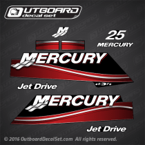 2006-2010 Mercury 25 hp jetdrive decal set 879147A20, 853778A09 , 853778A10 