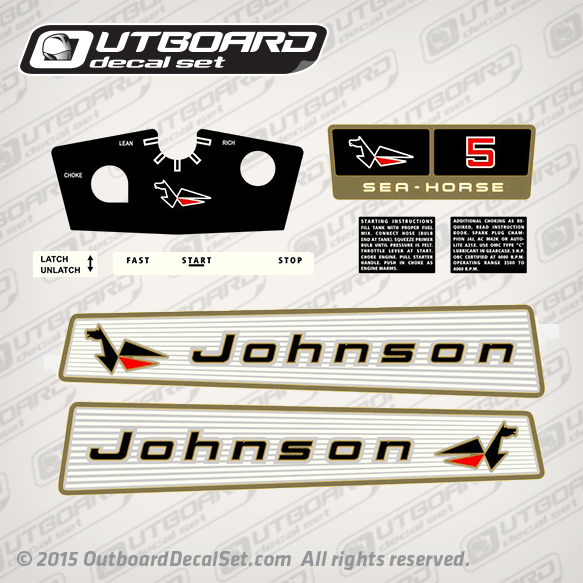 1965 Johnson 5 hp decal set 0380213
