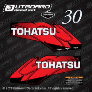 2002 and ealier Tohatsu Outboard 30 hp M30H 2-stroke decal set Red