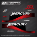 1999-2004 Mercury 115 hp Optimax digital decal set 804685A00 Red