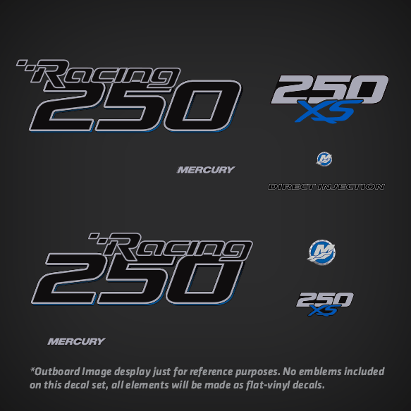 2016-2017 Mercury Racing Optimax 250xs DFI decal set 8M0121262 Blue