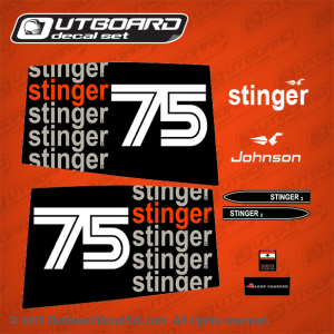 1975 Johnson 75 hp Stinger decal set 0387104 0387200 0387148
