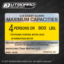 Titan Marine LLC - 190 O/B Boat Capacity Decal
