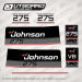 1986 Johnson 275 hp VRO V8 Counter Rotating decal set 0396342, 0396019