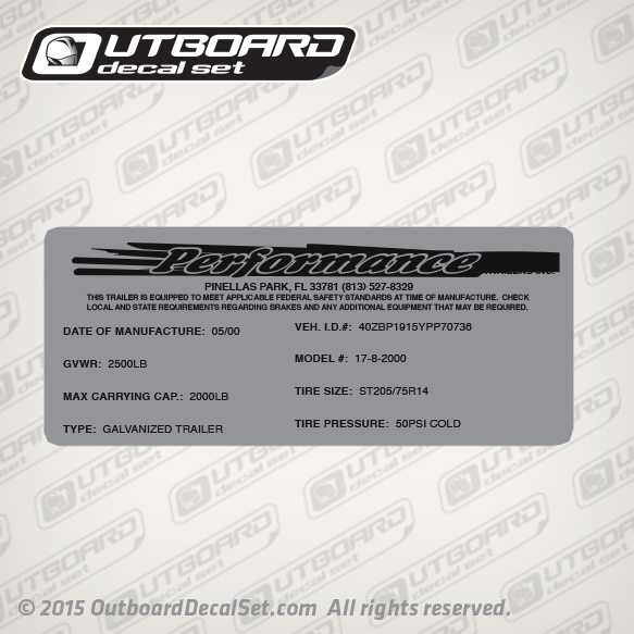 4.750x2 Trailer Max Performance Trailers Capacity Decal