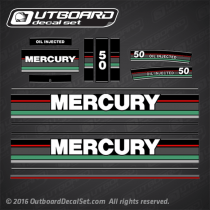 1991-1993 Mercury 50 hp Oil Injected decal set
