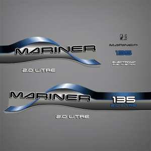 1996-1998 Mariner 135 Hp 2.0 Litre EFI Decal set Blue 824106A96, 850397A97 close-up