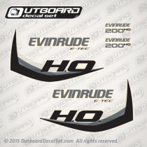 2011-2014 Evinrude 200 H.O. E-TEC decal set Custom White Models Black