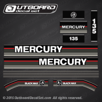 1991 1992 1993 Mercury 135 hp Black Max decal set (Outboards)