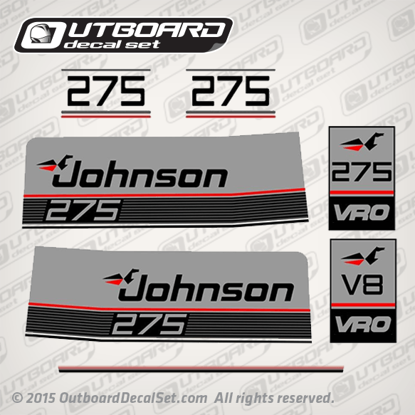 1987 1988 Johnson 275 hp VRO V8 decal set 0397521, 0397858, 0398587