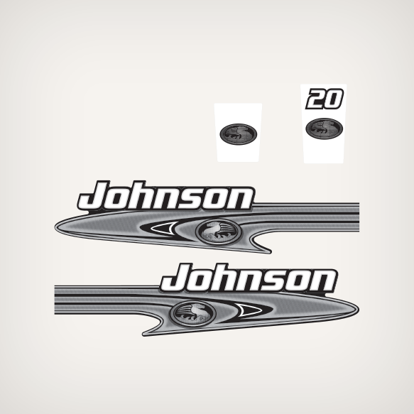 2001 Johnson 20 hp decal set 0348375, 0348599, 0349019, 0349020, 5004398