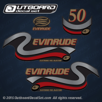 1999 2000 Evinrude 50 hp 4 Stroke (Four Stroke) decal set 5031142, 5031133, 5031127, 5031136