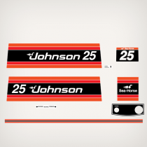 1981 Johnson 25 hp Electric Starter decal set 0391183, 0391544, 0390668, 0392047