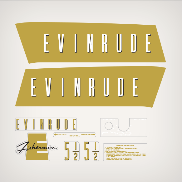 NEW-1959 Evinrude 5.5 hp Fisherman decal set 5518, 5519