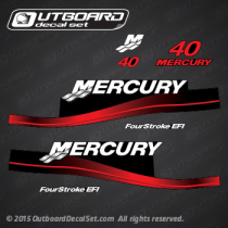 2002 2003 2004 MERCURY Outboards 40 hp 4S EFI decal set Red (Outboards)