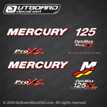 Mercury Racing 125 hp Optimax Pro Xs decal set