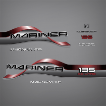 1996-1998 Mariner 135 Hp Magnum EFI Decal set Red 824106A96, 850397A97 close up