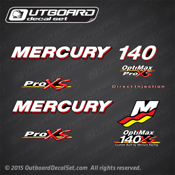 Mercury Racing 140 Optimax Pro Xs decal set