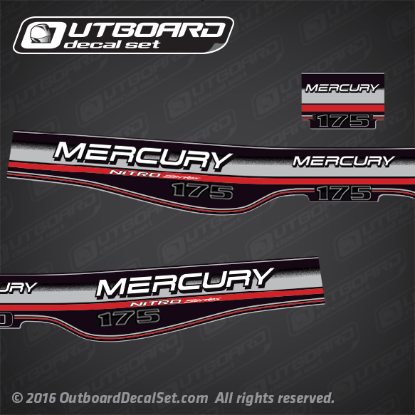 1996-1998 Mercury 175 hp Nitro Series decal set 809851A96, 827328A7, 827328A8