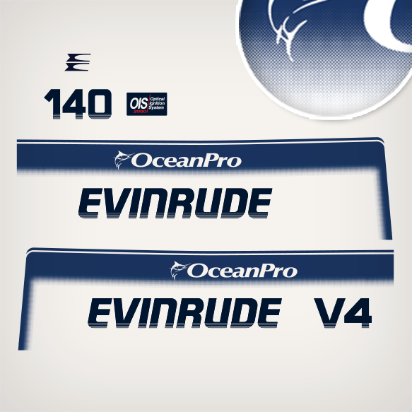1993-1994 Evinrude 140 hp v4 Ocean Pro decal set 0284534