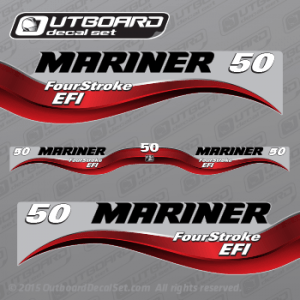 2003-2004-2005-2007-2007-2008-2009-2010-2011-2012-2013 Mariner 50 hp Four Stroke EFI Decal set Red