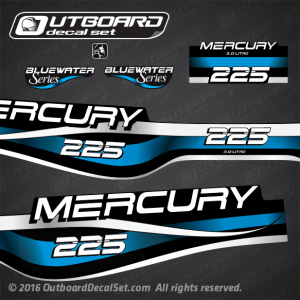 1999-2001 Mercury 225 hp 3.0 litre Bluewater series decal set 824396A99