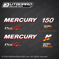 Mercury Racing 150 hp Optimax Pro Xs decal set