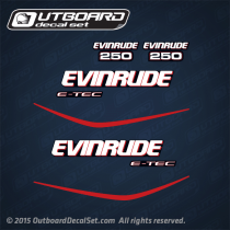 2004-2008 Evinrude 250 hp E-TEC Saltwater Edition Decal Set Blue Models