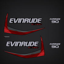 Evinrude Outboards  AF Models 90 2011 2012 2013 2014 Evinrude 90 hp E-TEC decal set Graphite Models 0216698 0216672 0216673 0216675 0215558 0215774 0285860 