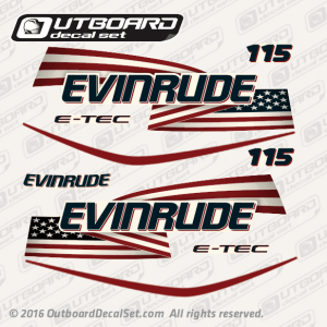 2007-2017 Evinrude 115 hp flag decal set E-TEC White Models