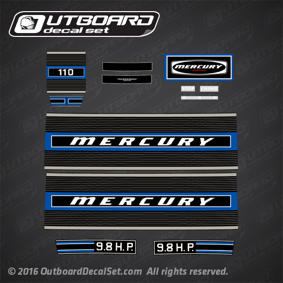 1974 Mercury 110 - 9.8 hp decal set