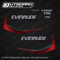 2015 Evinrude 115 hp decal set E-TEC  Graphite Models.0216698, 0216679, 0216680, 0216685, 0216686, 0215896